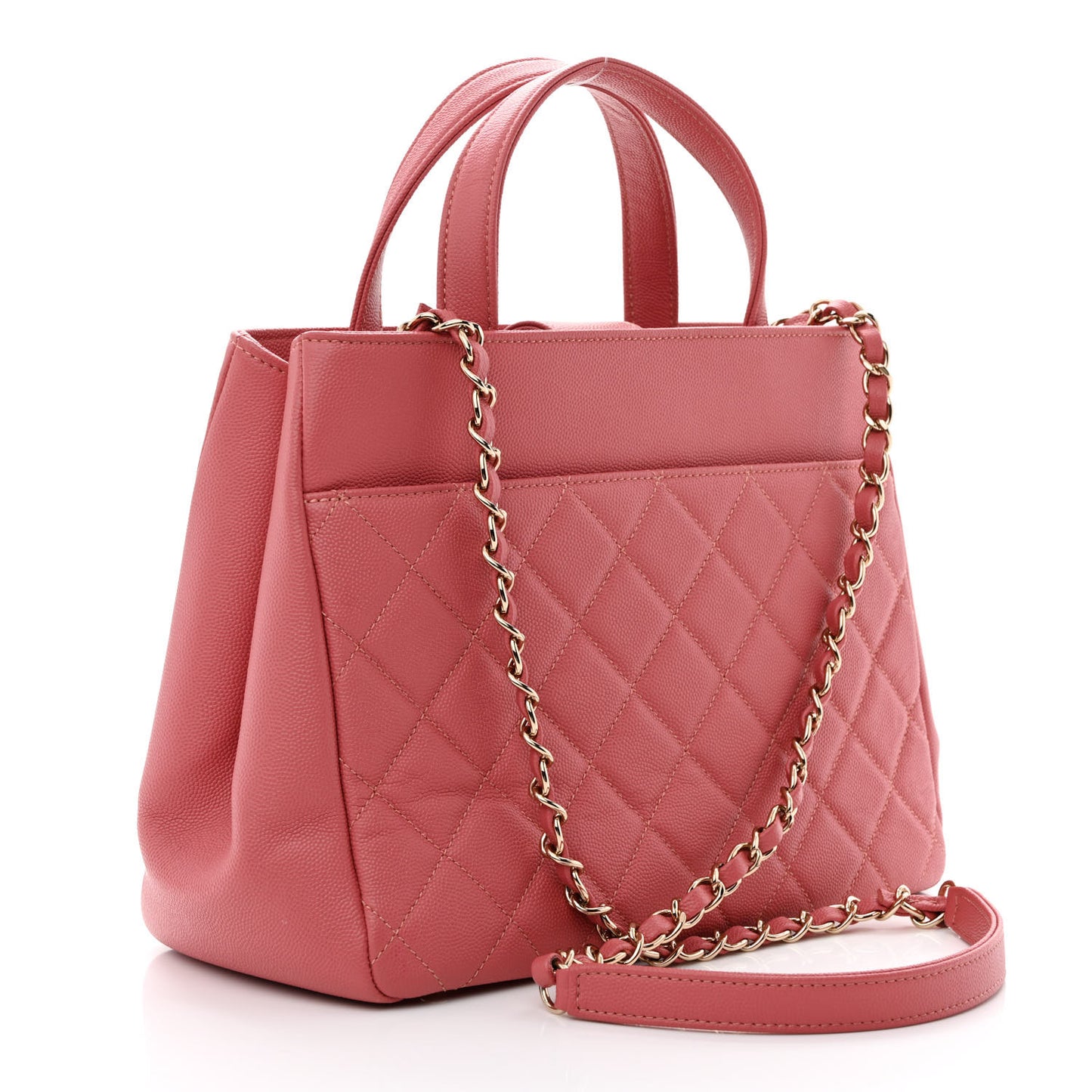 Caviar Quilted Small Business Affinity Shopping Bag Pink