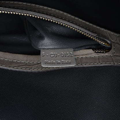 Celine Crocodile Embossed Nubuck Medium Phantom Luggage Grey 6 of 12