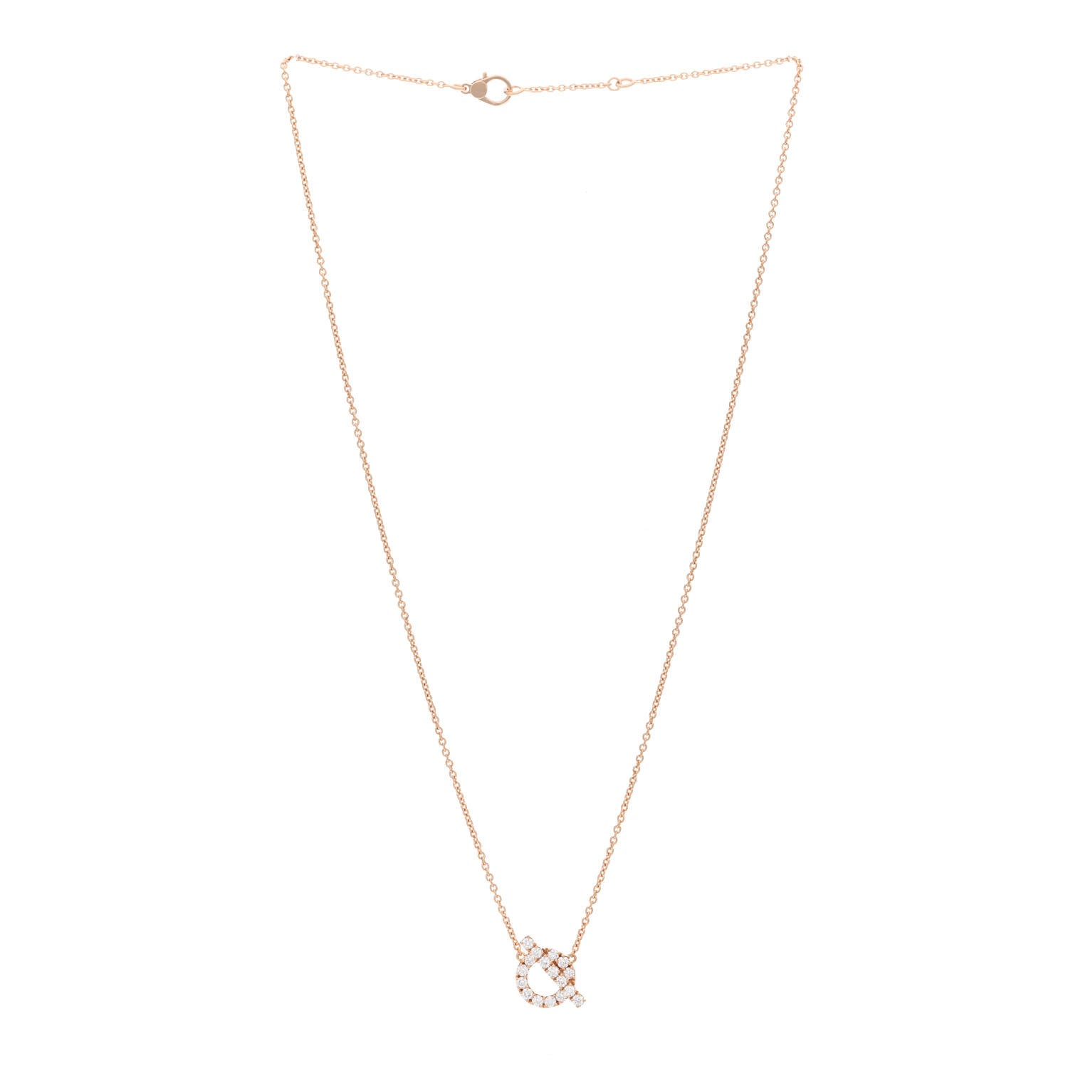 Hermes 18K Rose Gold Diamond Finesse Pendant Necklace 2 of 3