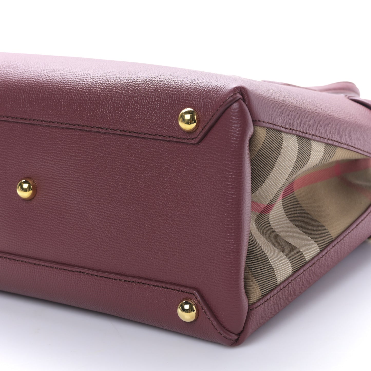 Grainy Calfskin House Check Small Banner Tote Crimson