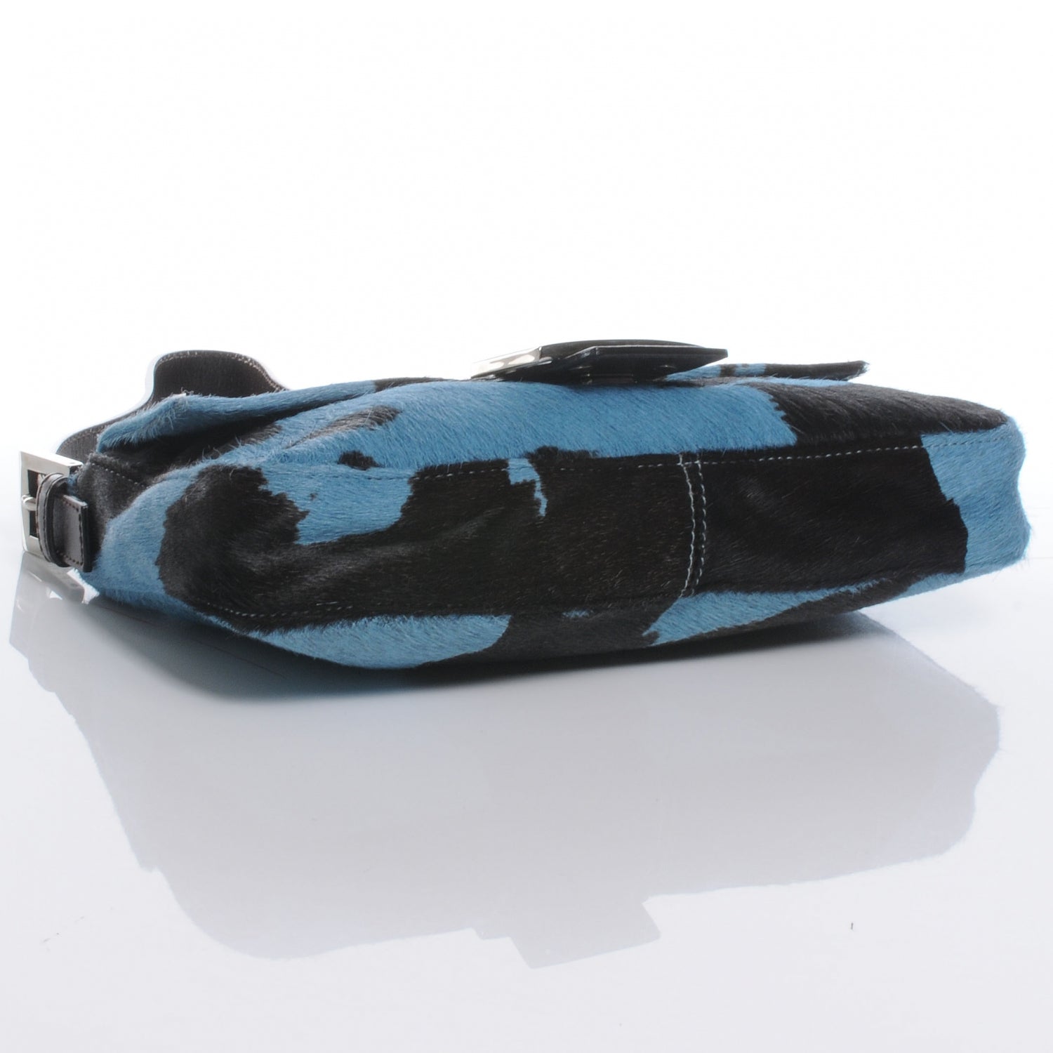 Fendi Pony Hair Cow Print Baguette Blue Black 4 of 8