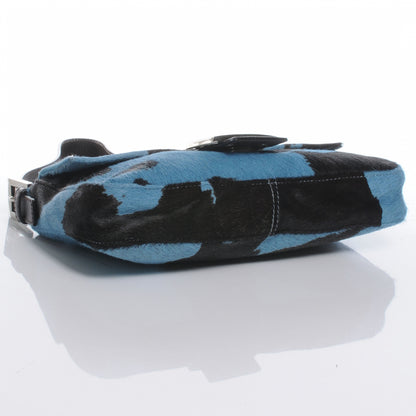 Fendi Pony Hair Cow Print Baguette Blue Black 4 of 8