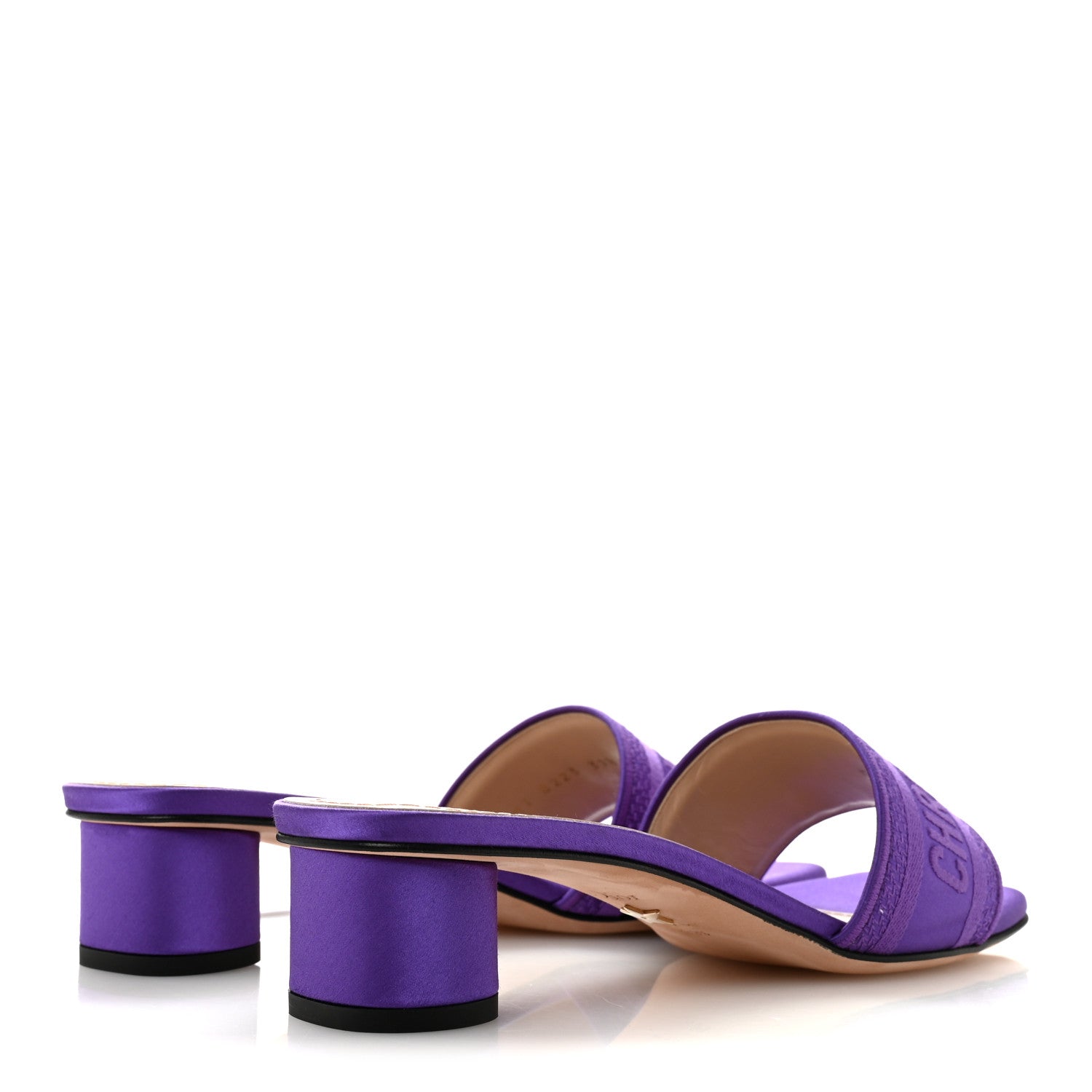 Christian Dior Satin Embroidered Dway 35mm Slide Sandals 39.5 Purple 5 of 10