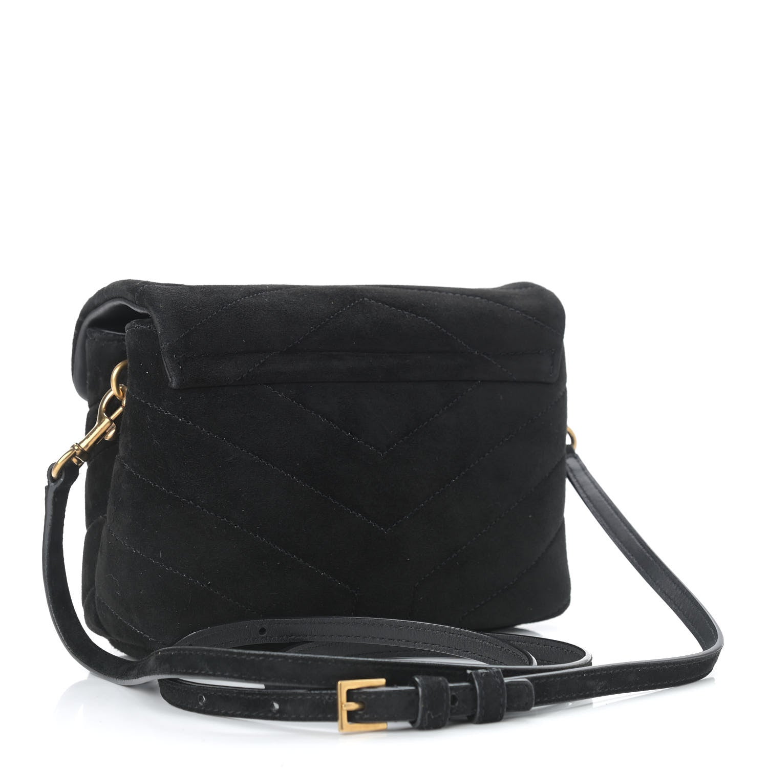 Saint Laurent Suede Y Quilted Monogram Toy Loulou Crossbody Bag Black 3 of 12