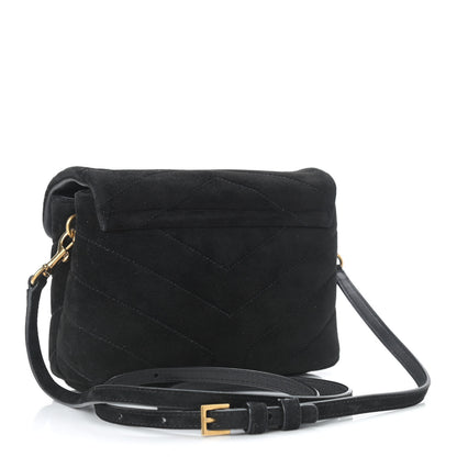 Saint Laurent Suede Y Quilted Monogram Toy Loulou Crossbody Bag Black 3 of 12