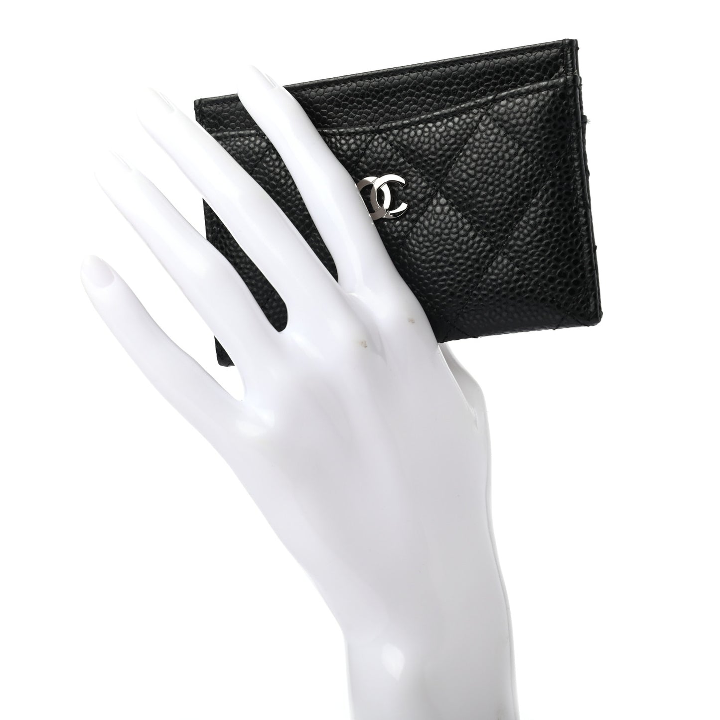 Caviar Quilted Card Holder Black