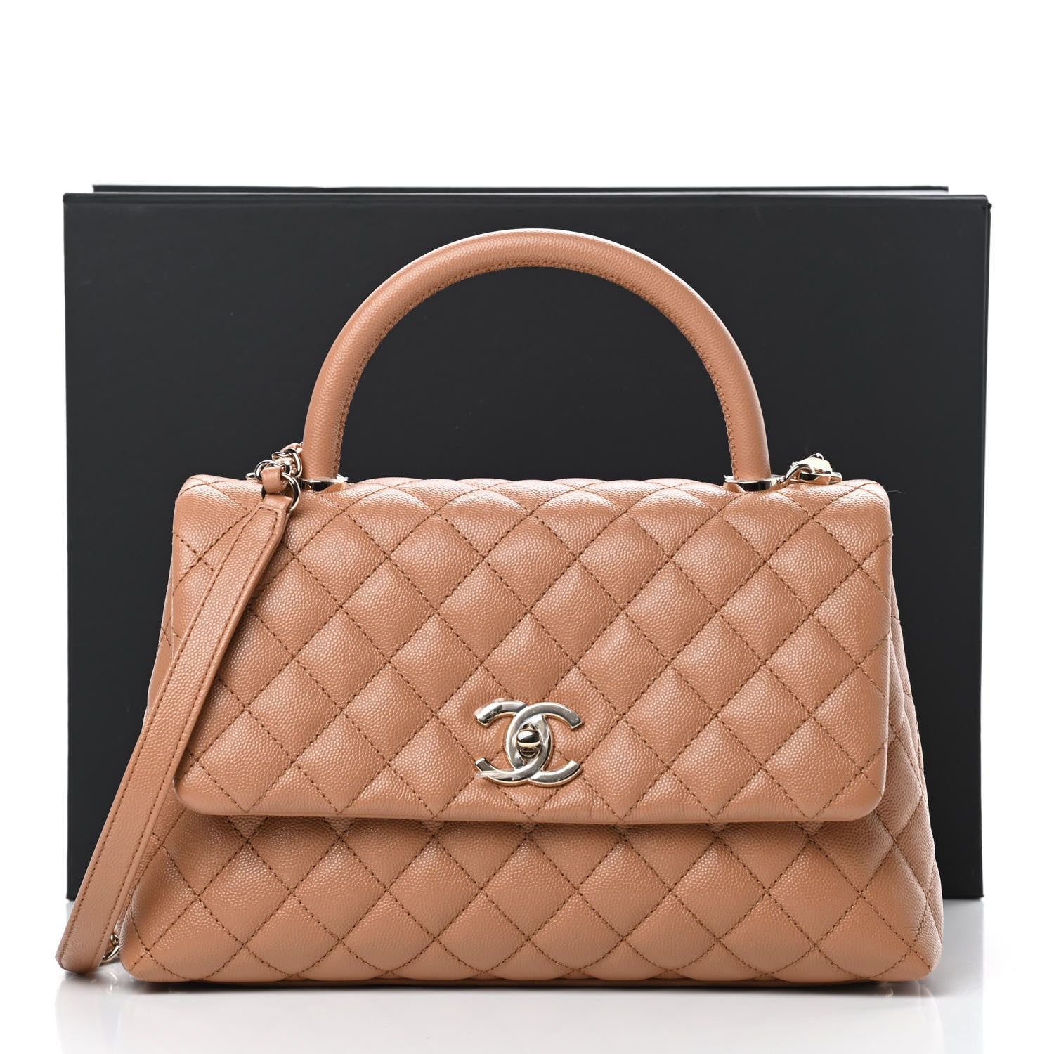 Chanel Caviar Quilted Small Coco Handle Flap Brown 11 of 11