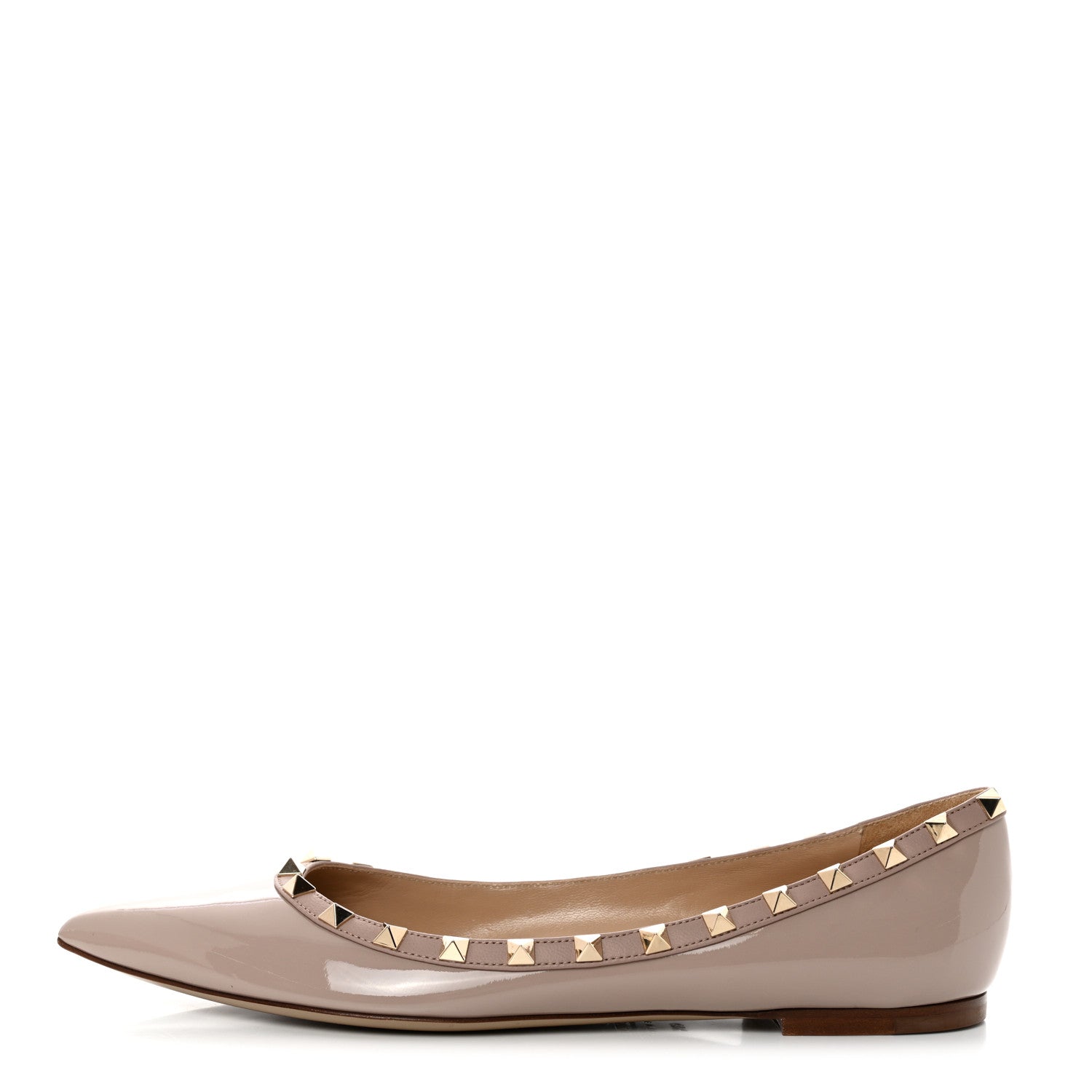 Valentino Garavani Patent Rockstud Ballerina Flats 40.5 Poudre 1 of 8