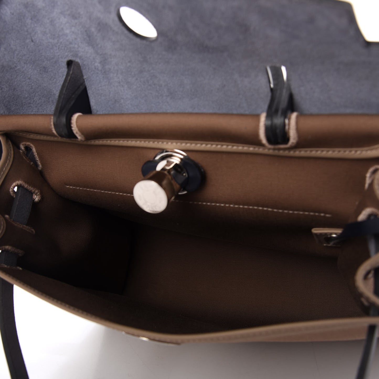 Vache Hunter Toile Herbag Zip 31 PM Etoupe Bleu Indigo