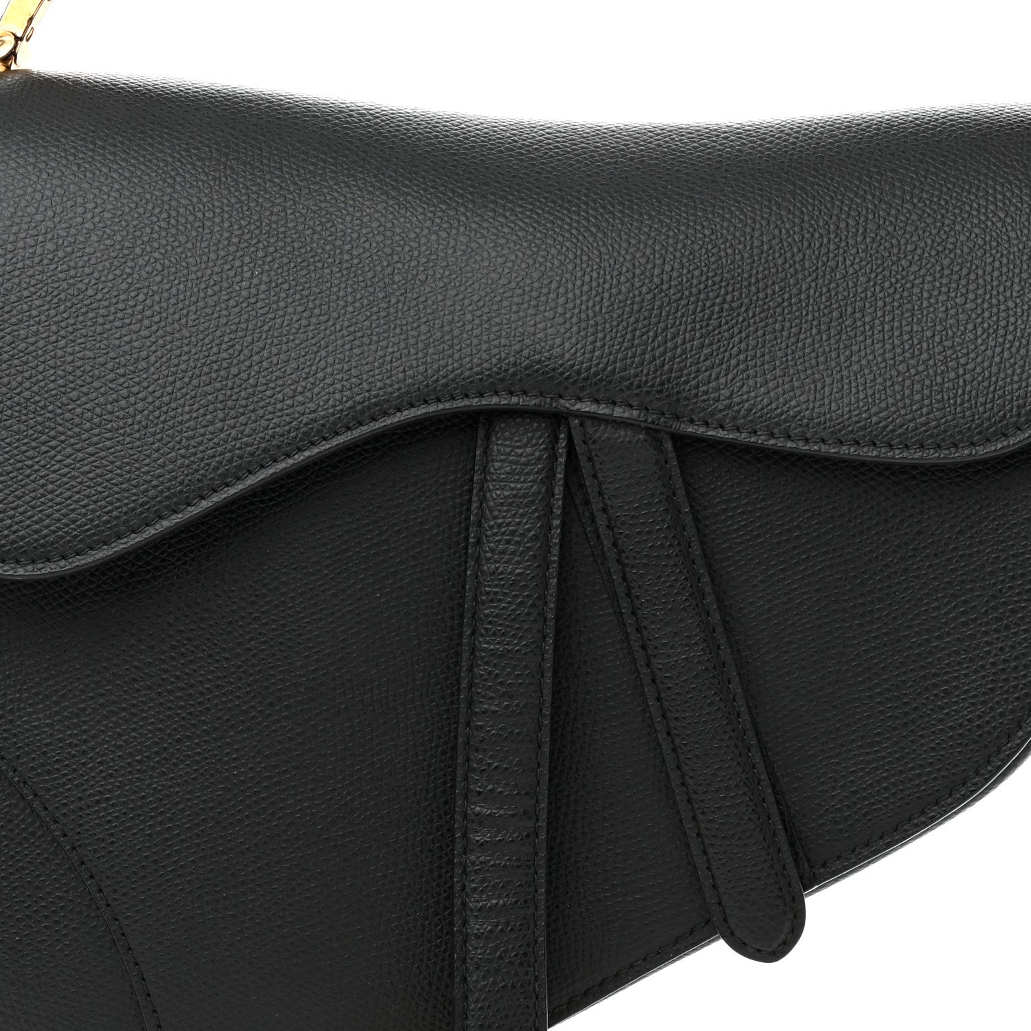 Christian Dior Grained Calfskin Saddle Bag Black 8 of 14