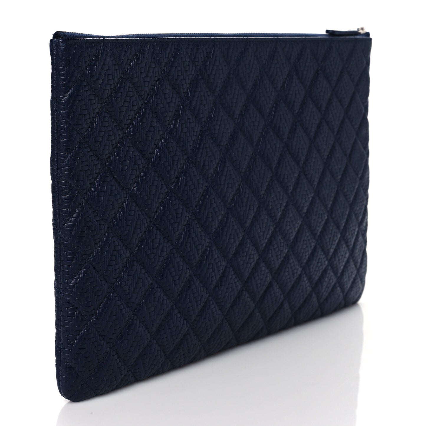 Calfskin Braided Large Cosmetic Case Navy