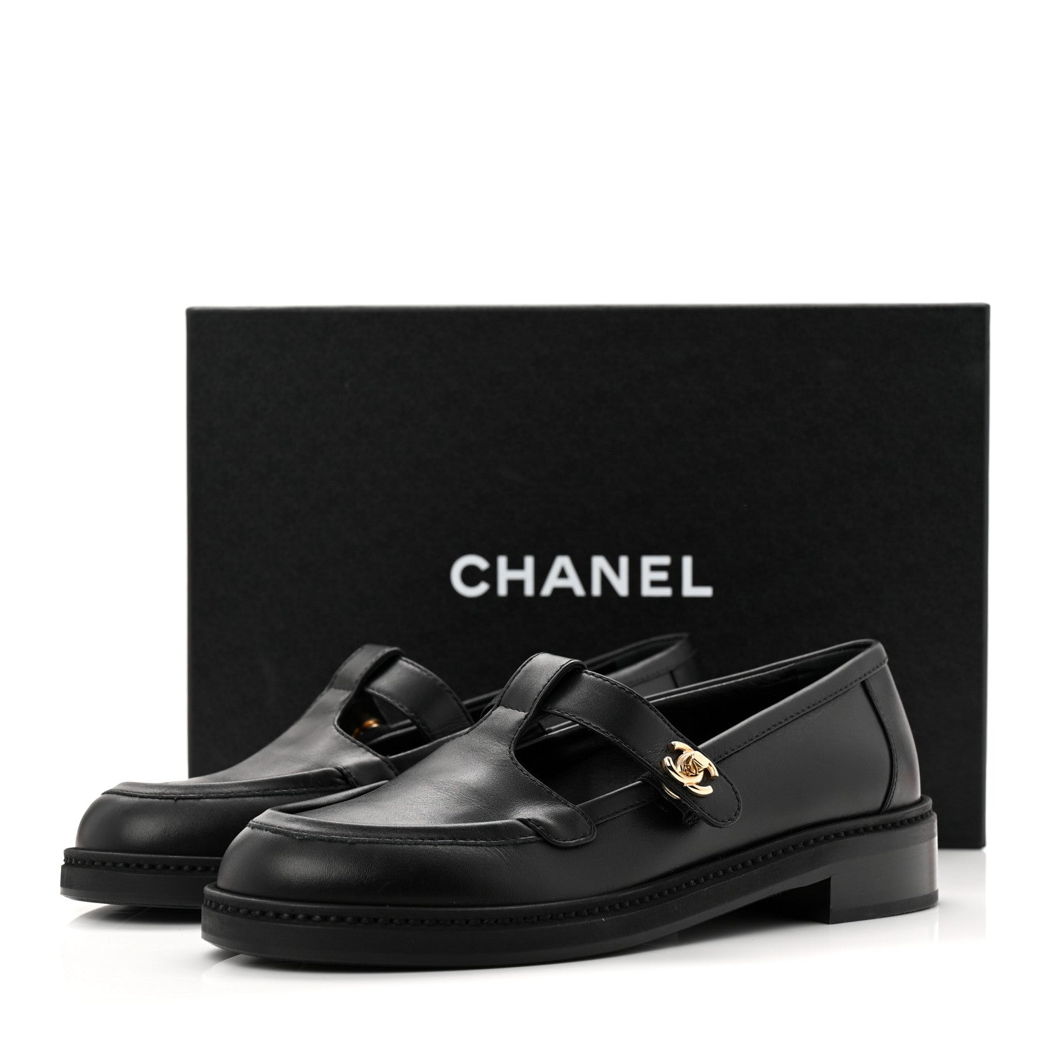 Chanel Calfskin CC Turnlock Moccasin Loafers 37.5 Black 10 of 10