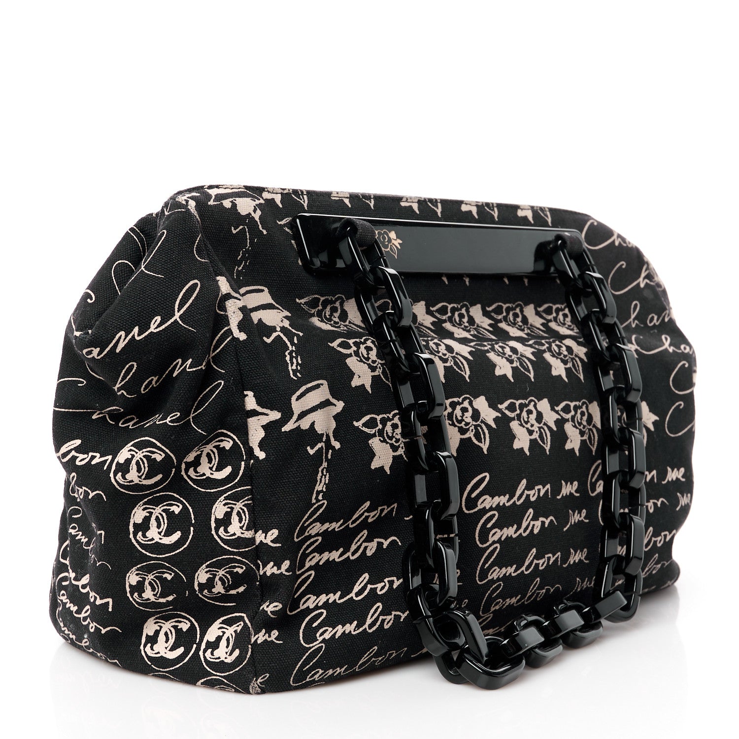 Chanel Canvas Camellia Flower Tote Black 3 of 11