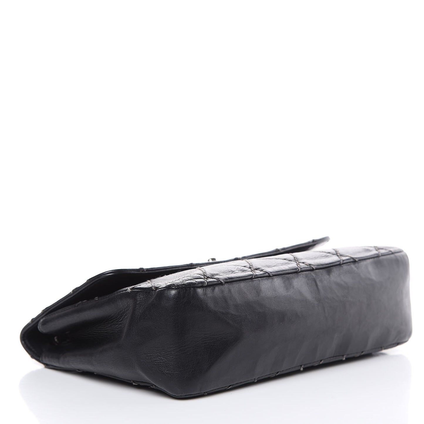 Calfskin Quilted Wild Stitch Flap Black