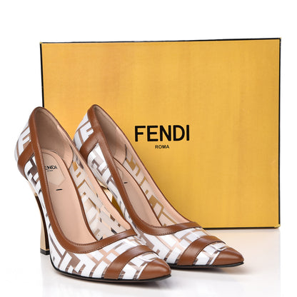 Fendi PVC Calfskin FF Colibri High-Heel Pumps 40 White Cuoio 8 of 8