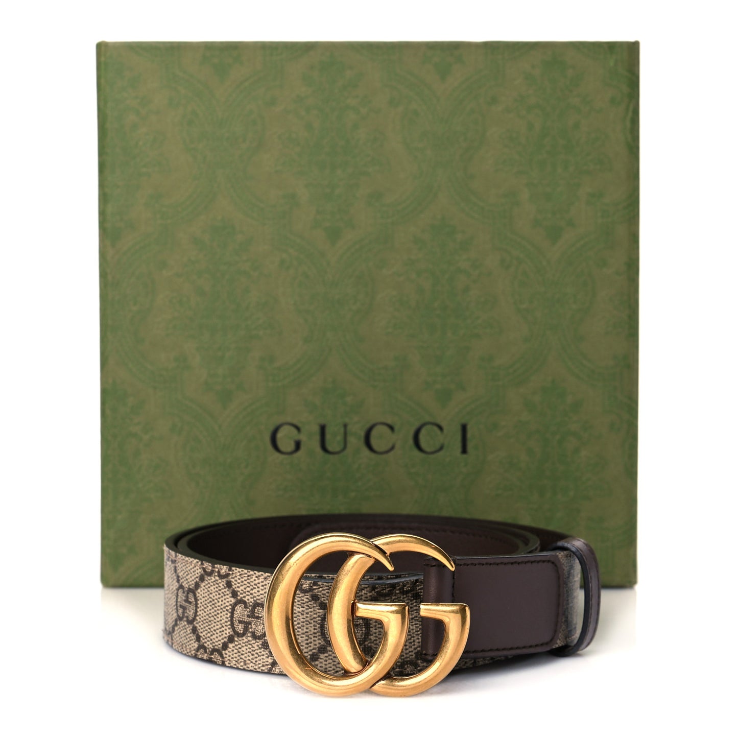 GG Supreme Monogram Matte Plutone Calfskin Double G 30mm Belt 85 34 Beige Ebony New Acero