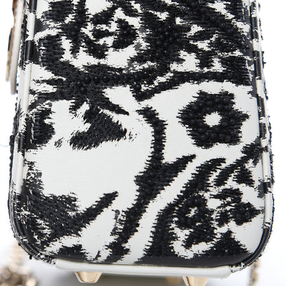 Christian Dior Smooth Calfskin Silkscreen Printed Floral Embroidered Mini Lady Dior Off White 11 of 13