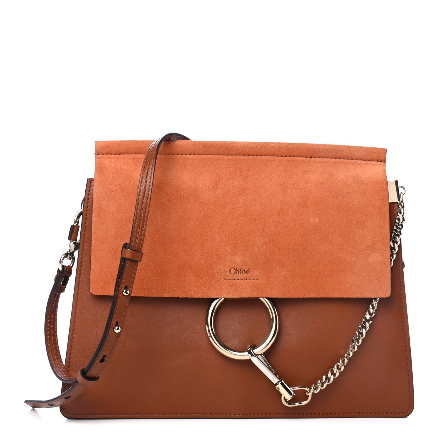 Chloe Suede Calfskin Medium Faye Shoulder Bag Tobacco 1 of 4