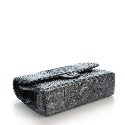 Chanel Embossed Python Medium Double Flap Black 4 of 8