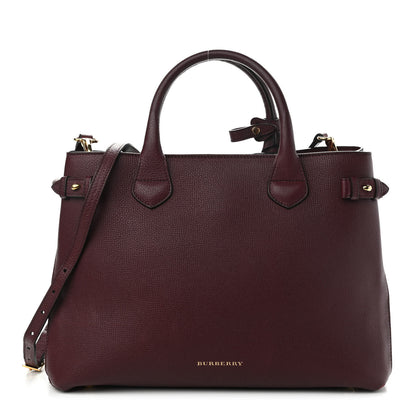 Burberry Grainy Calfskin House Check Medium Banner Tote Mahogany Red 1 of 10