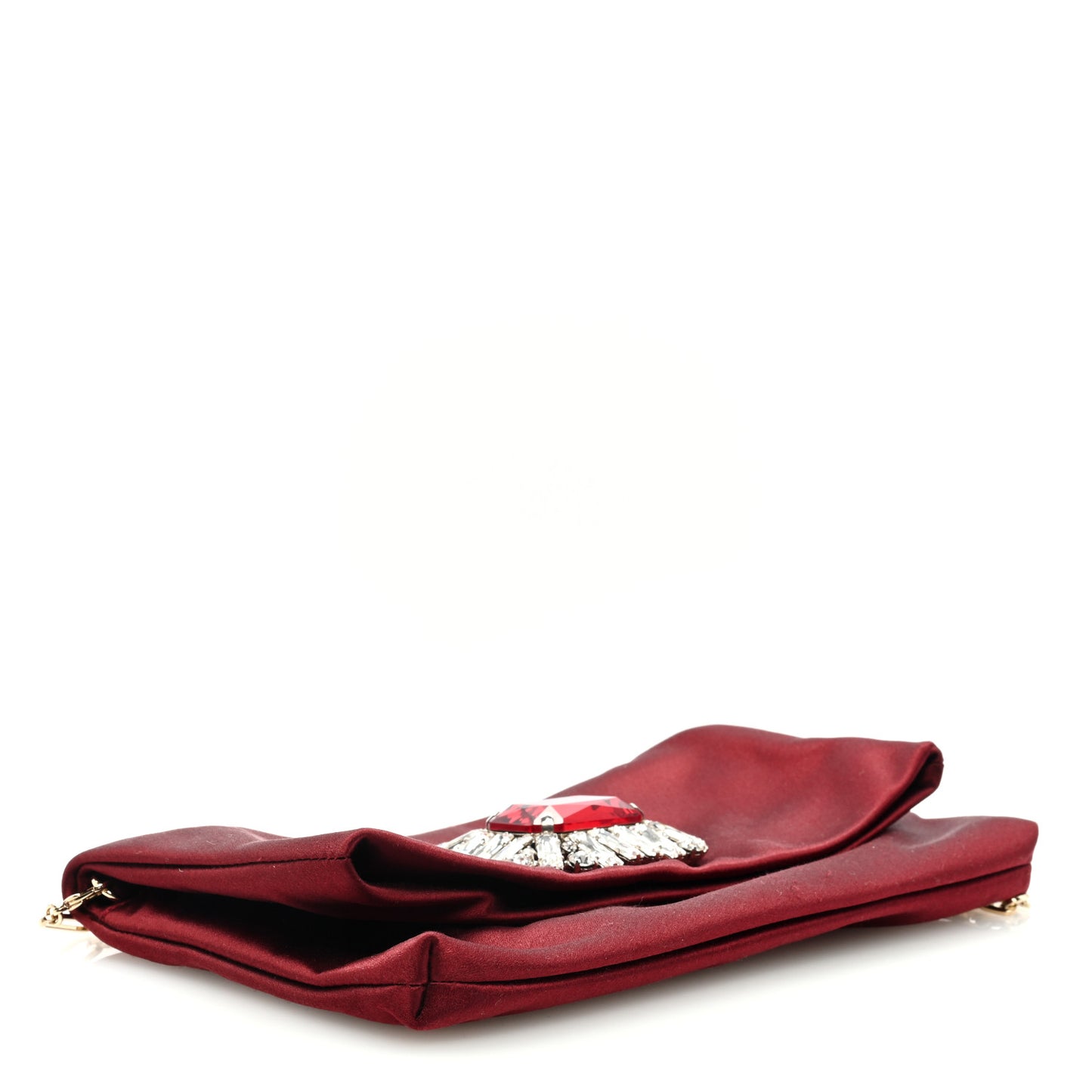 Satin Crystal Titania Clutch Red