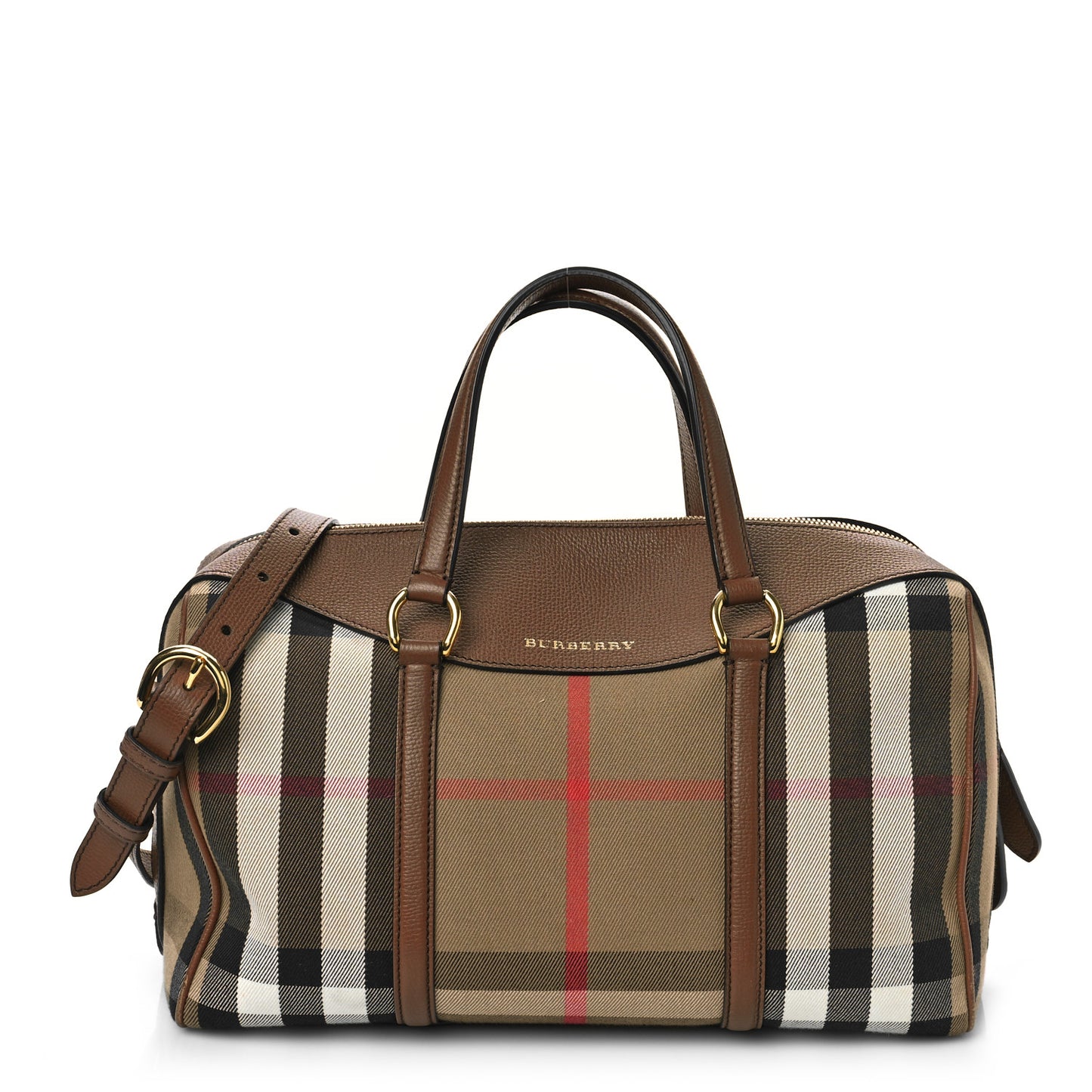 House Check Derby Calfskin Medium Alchester Bowling Bag Tan