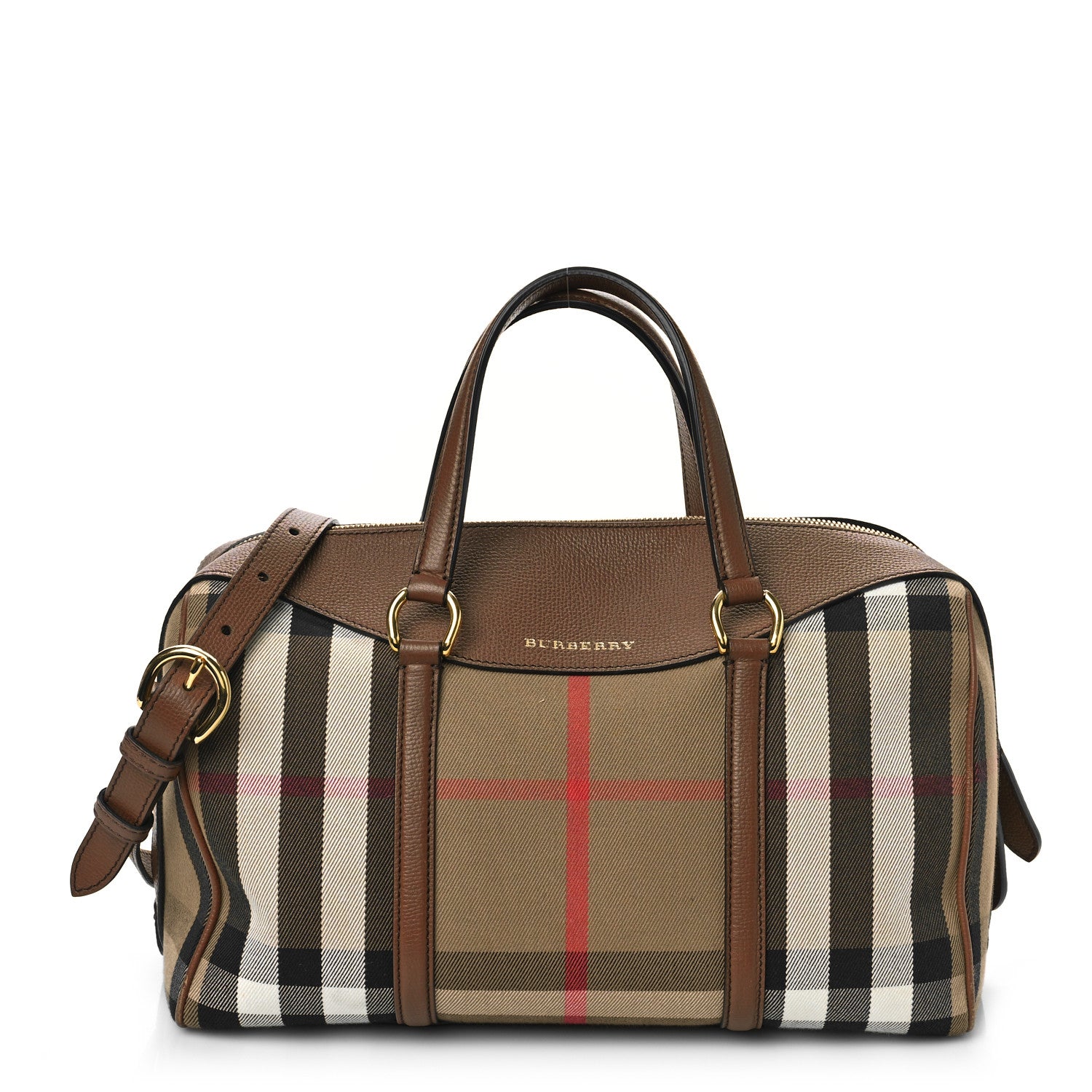 Burberry House Check Derby Calfskin Medium Alchester Bowling Bag Tan 2 of 8