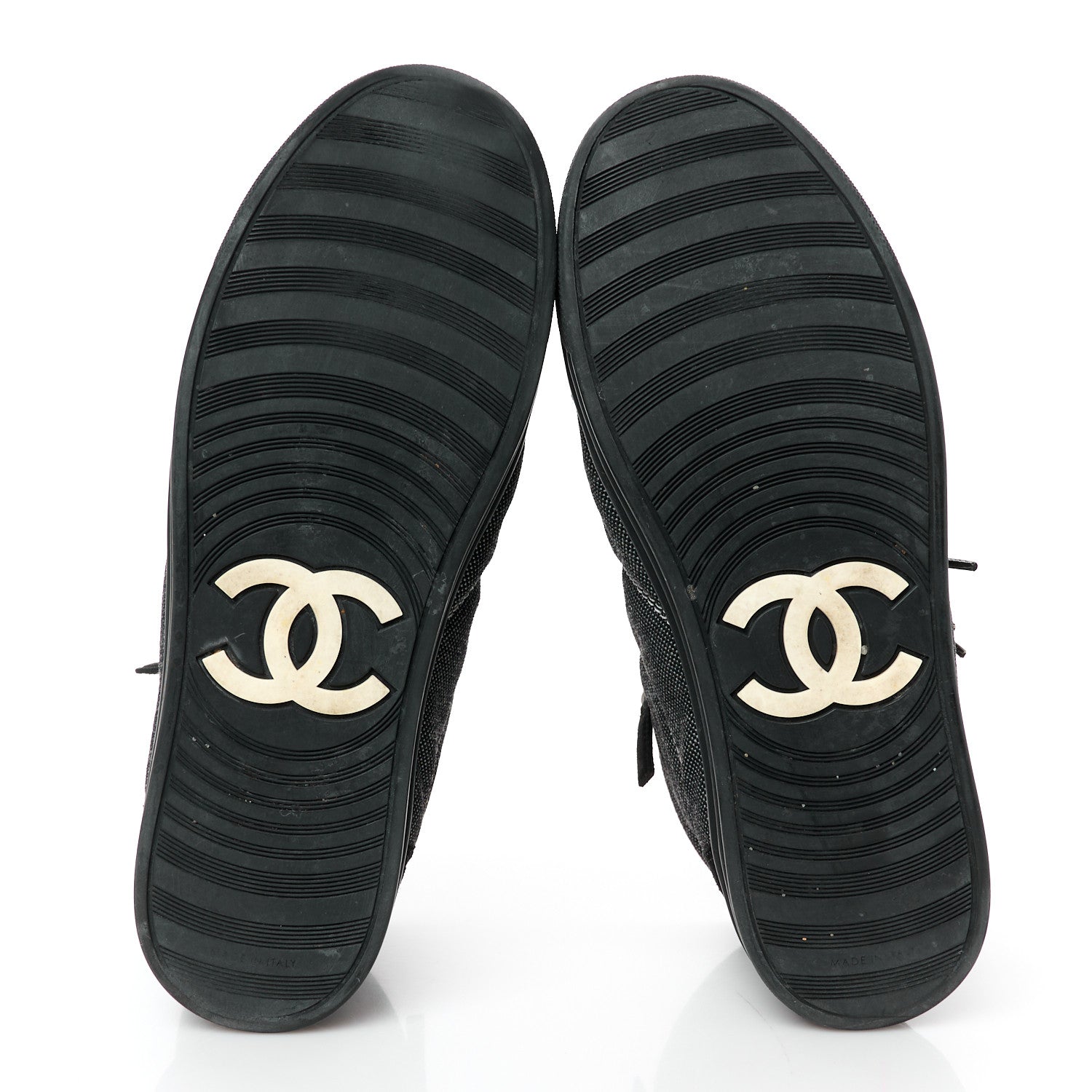 Chanel Toile Suede Calfskin CC High Top Sneakers 38 Black 6 of 11