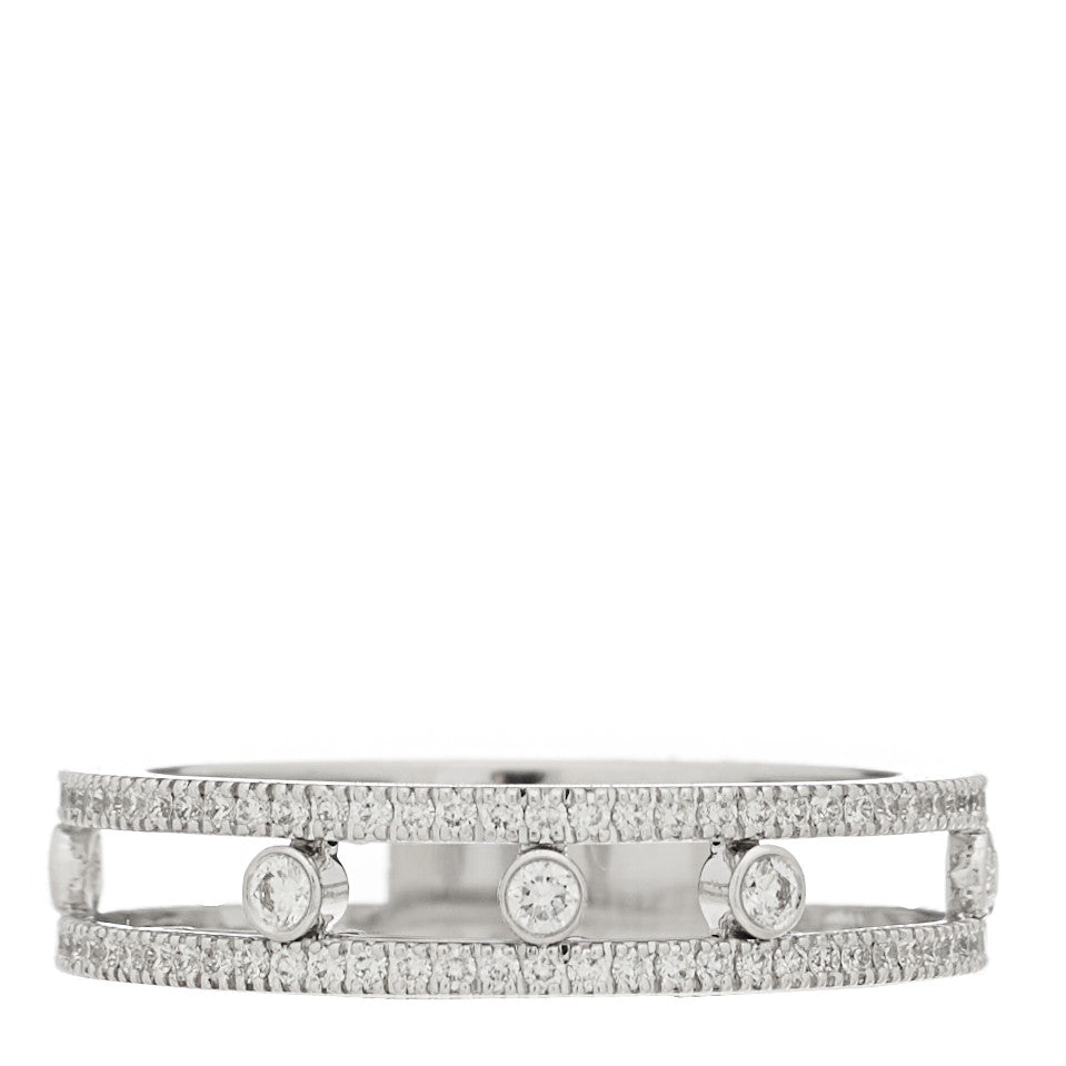 18K White Gold Diamond Move Romane Band Ring 52 6