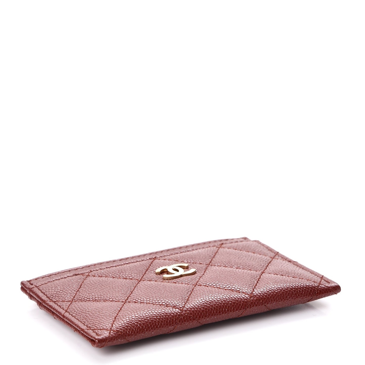 Caviar Quilted Card Holder Burgundy