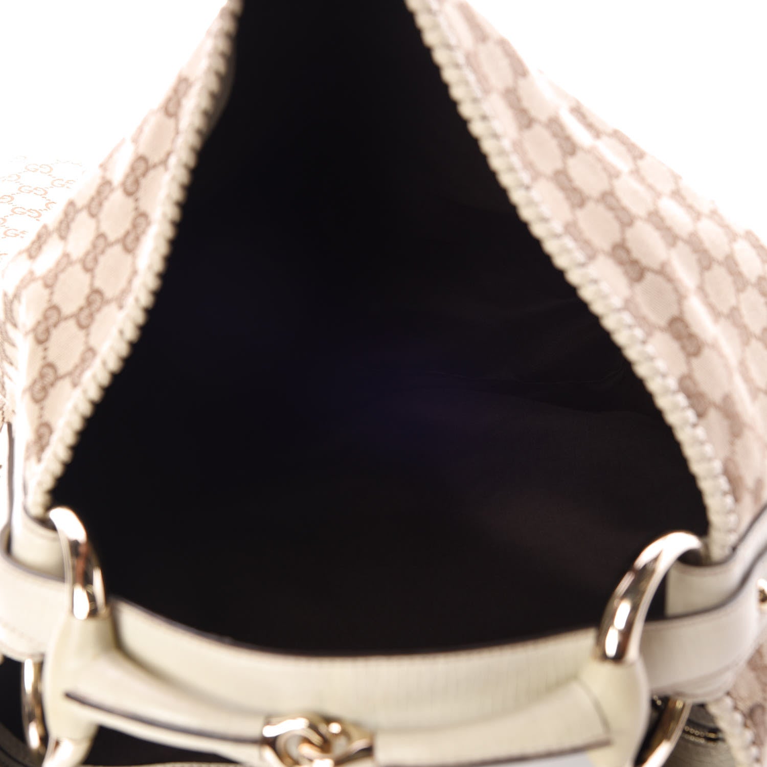 Gucci Monogram Large Horsebit Chain Hobo Off White 7 of 14