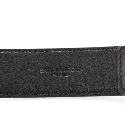 Saint Laurent Smooth Calfskin Monogram Narrow Square Buckle Belt 75 30 Burgundy 4 of 5