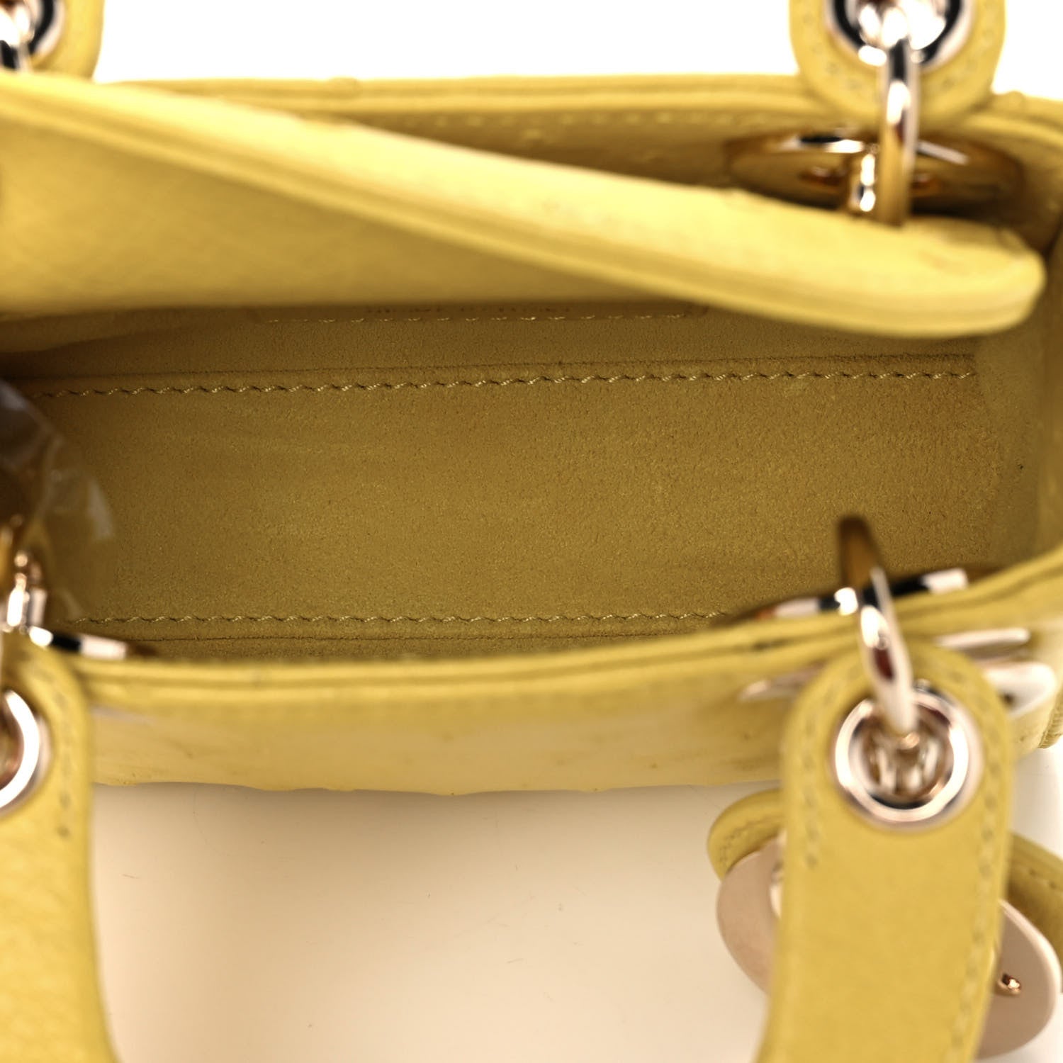Christian Dior Ostrich Micro Lady Dior Yellow 10 of 19