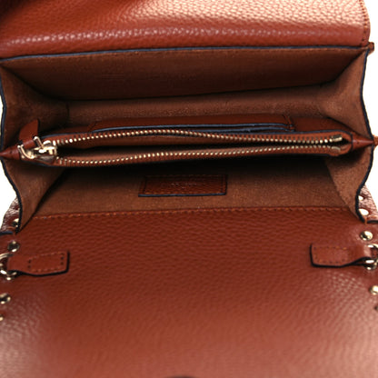 Valentino Garavani Pebbled Calfskin Rockstud Wallet on Chain Saddle Brown 4 of 13