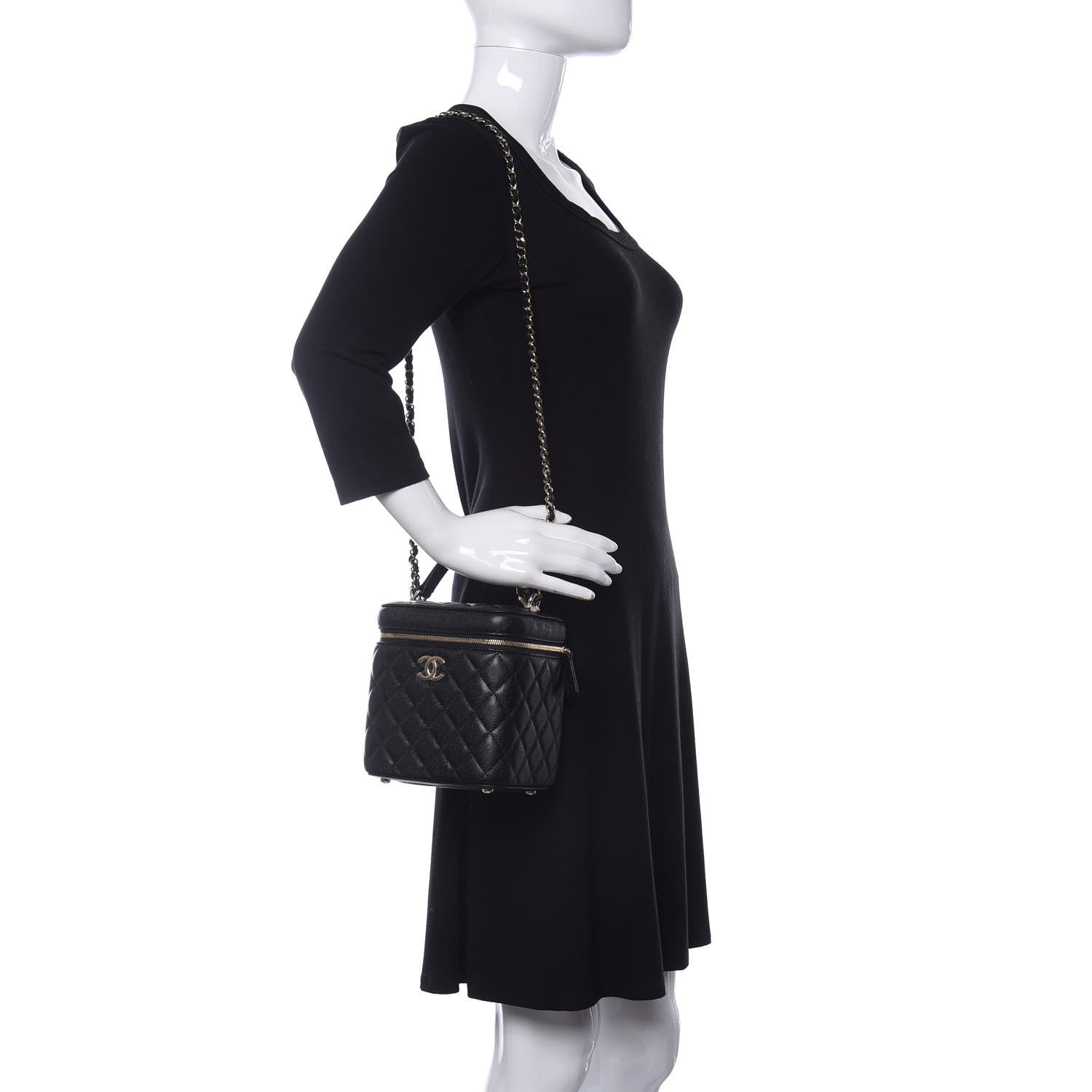 Chanel Caviar Quilted Small Top Handle Vanity Case With Chain Black 2 of 10