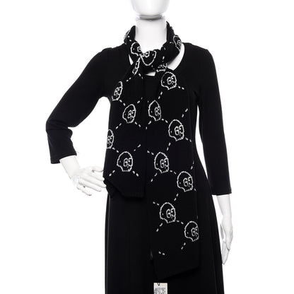 Gucci Wool Tricot GG Hamlet Scarf Black White 2 of 5