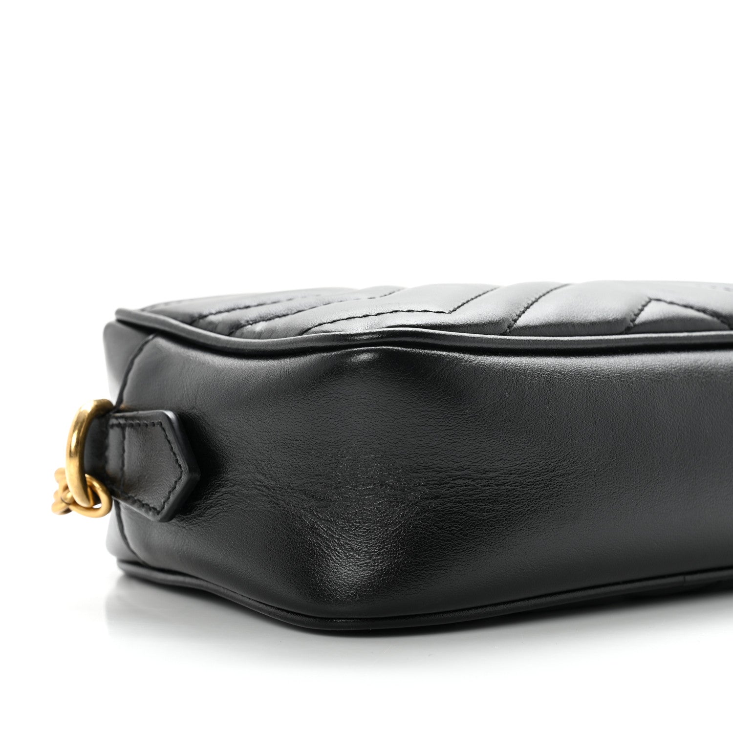 Gucci Calfskin Matelasse Mini GG Marmont Chain Shoulder Bag Black 7 of 8