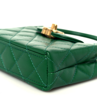 Chanel Shiny Aged Calfskin Quilted Mini Nano Kelly Shopper Green 10 of 11