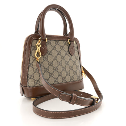 Gucci GG Supreme Monogram Azalea Calfskin Mini Horsebit 1955 Top Handle Bag Beige Ebony Brown Sugar 3 of 10