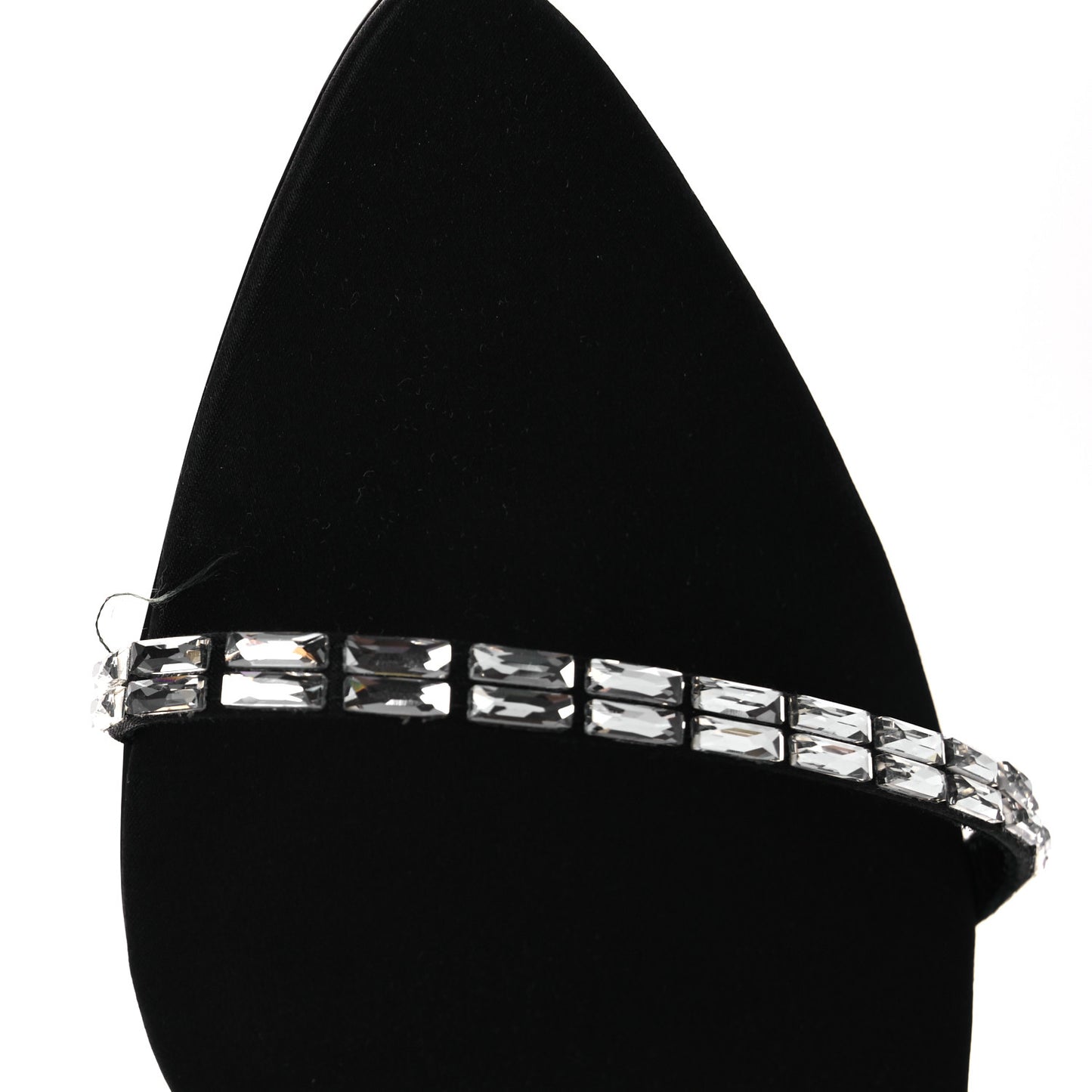 Crepe Satin Crystal New Nuit 90 Ankle Strap Sandals  38 Black
