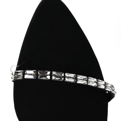 Saint Laurent Crepe Satin Crystal New Nuit 90 Ankle Strap Sandals  38 Black 11 of 12