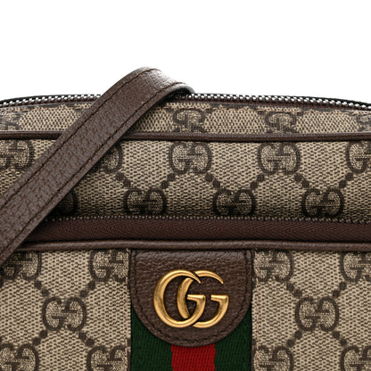 Gucci GG Supreme Monogram Textured Dollar Calfskin Web Mini Ophidia Convertible Shoulder Bag Beige Ebony New Acero 8 of 11