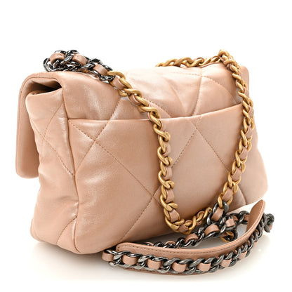 Chanel Shiny Lambskin Quilted Medium Chanel 19 Flap Beige 3 of 10