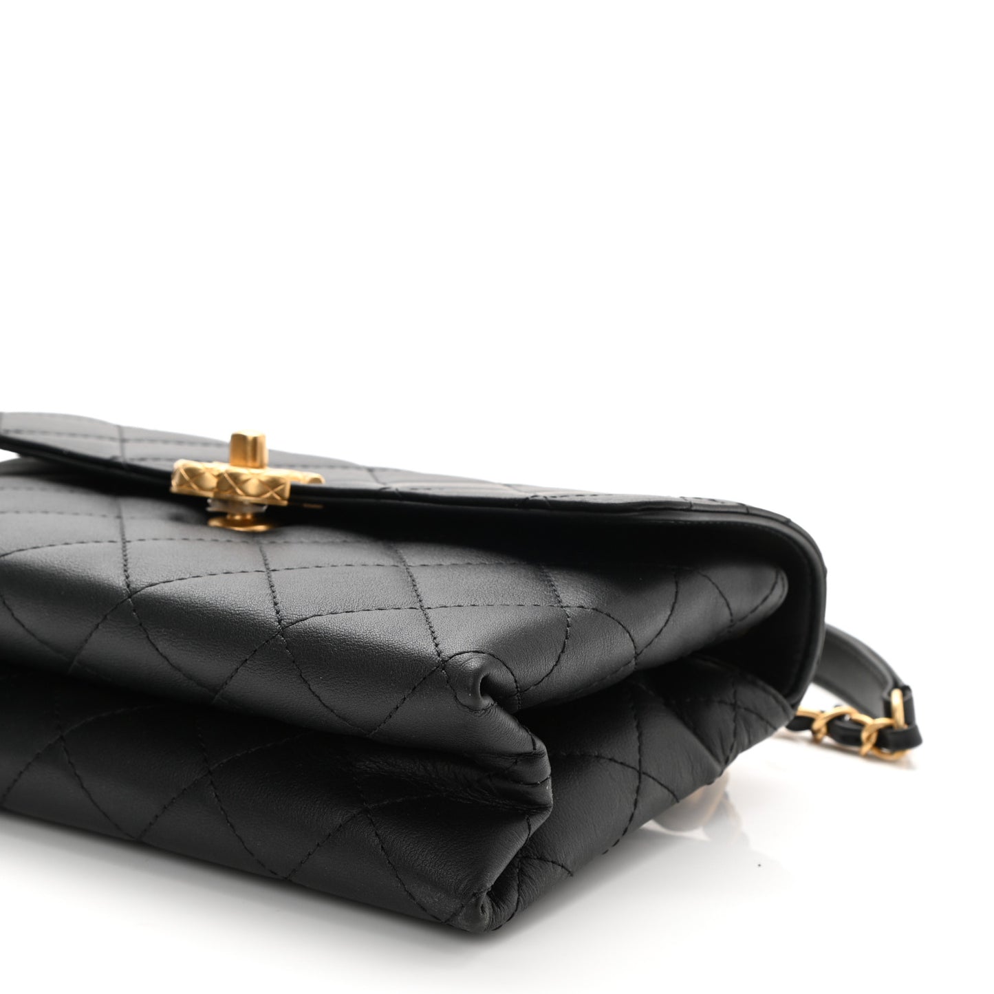 Lambskin Quilted Small Chain Flap Black