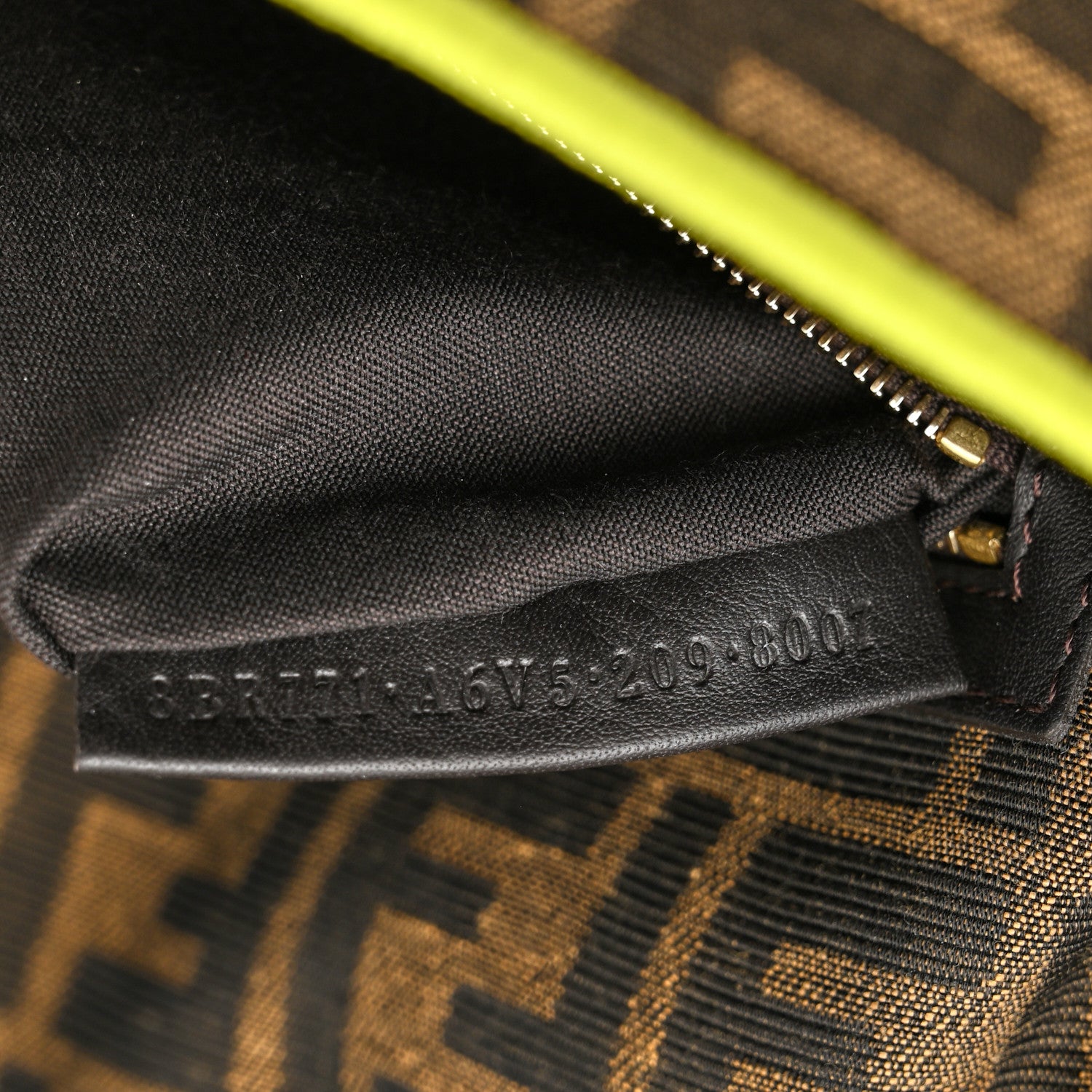 Fendi Fabric Jacquard FF 1974 Large Baguette Tobacco Moro Giallo Fluo 7 of 10