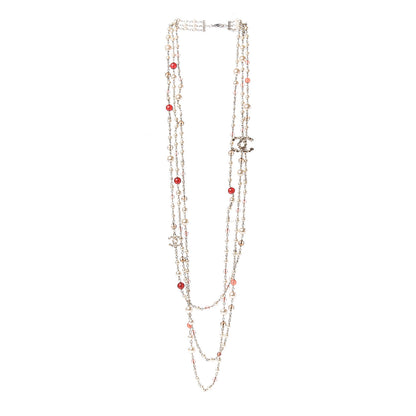 Chanel Pearl Bead Multi Strand CC Long Necklace Gold 3 of 6