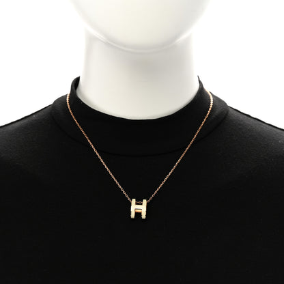Hermes Lacquered Rose Gold Pop H Pendant Necklace White 2 of 8