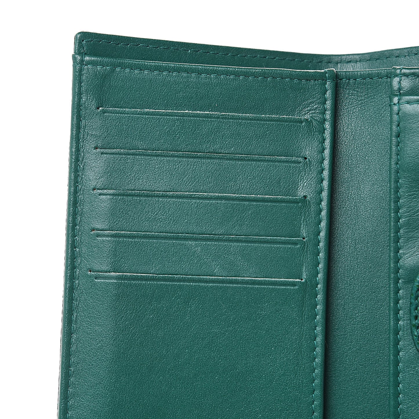 Metallic Caviar Quilted Medium Flap Wallet Green