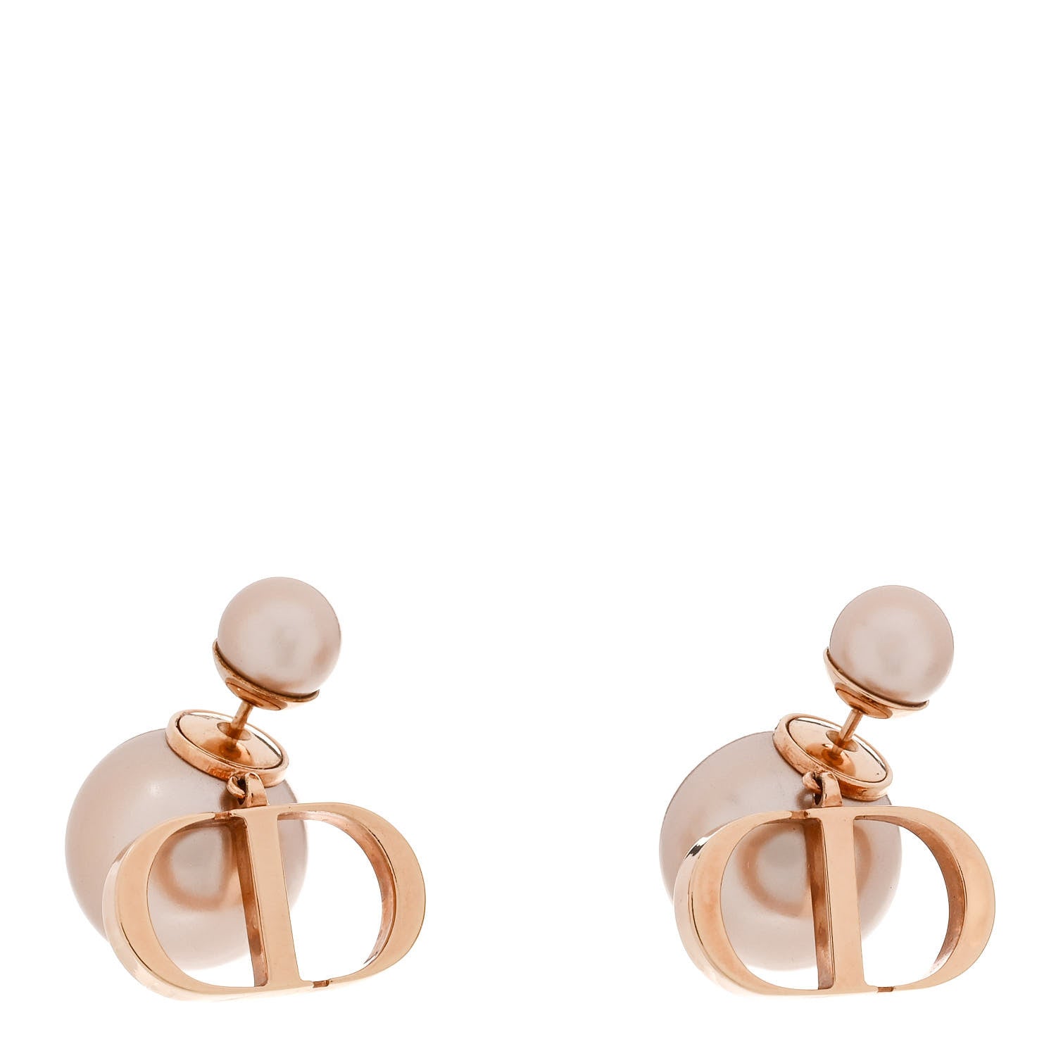 Christian Dior Metal Pearl Tribales Earrings Pink Gold 1 of 4