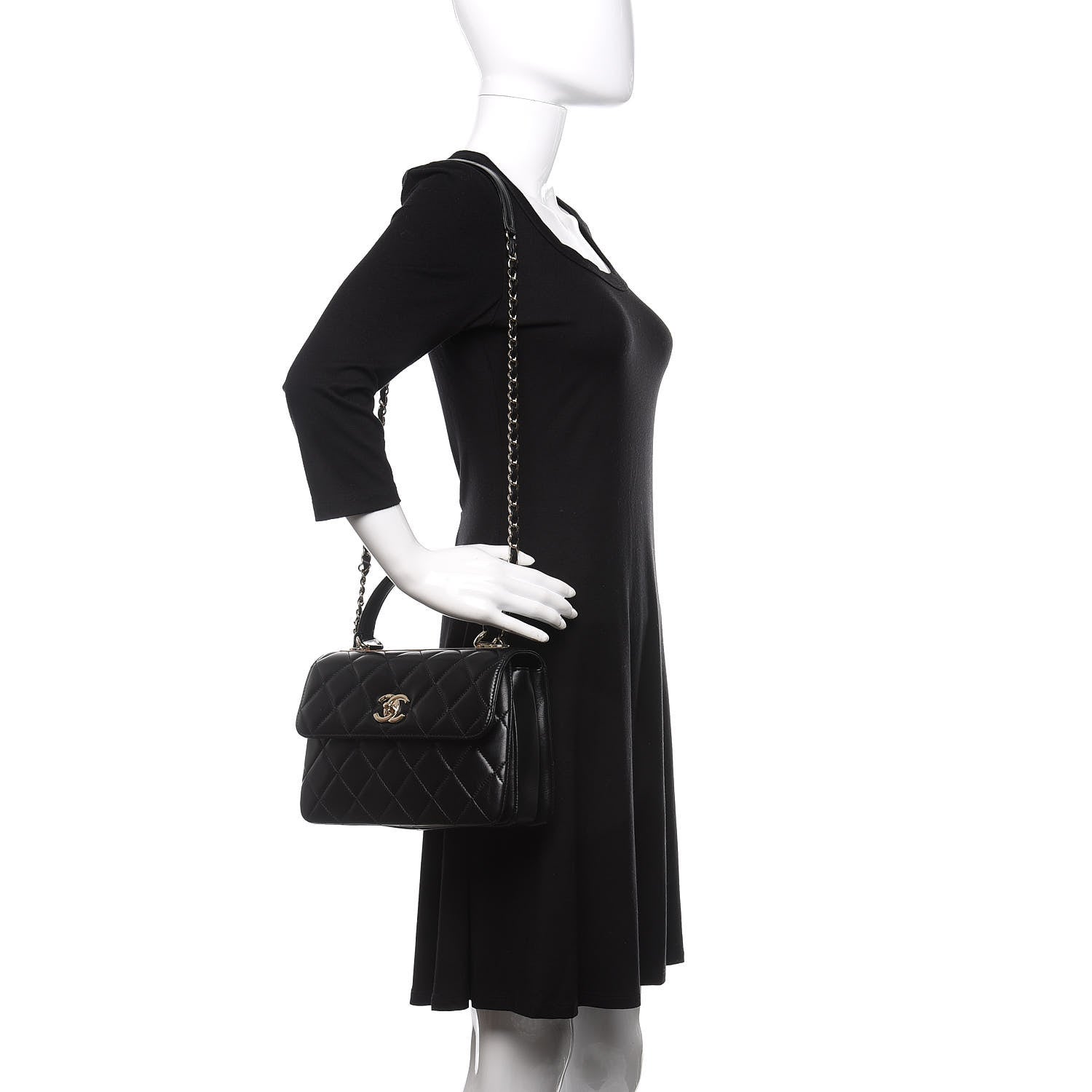 Chanel Lambskin Quilted Small Trendy CC Dual Handle Flap Bag Black 2 of 12